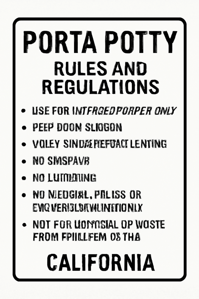 Rules and Regulations of Porta Potty